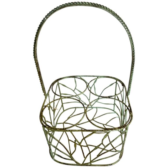 STURDY Vintage Style Wire Basket for 4 Bottles – Pistachio Green Cottagecore - Picture 4 of 7